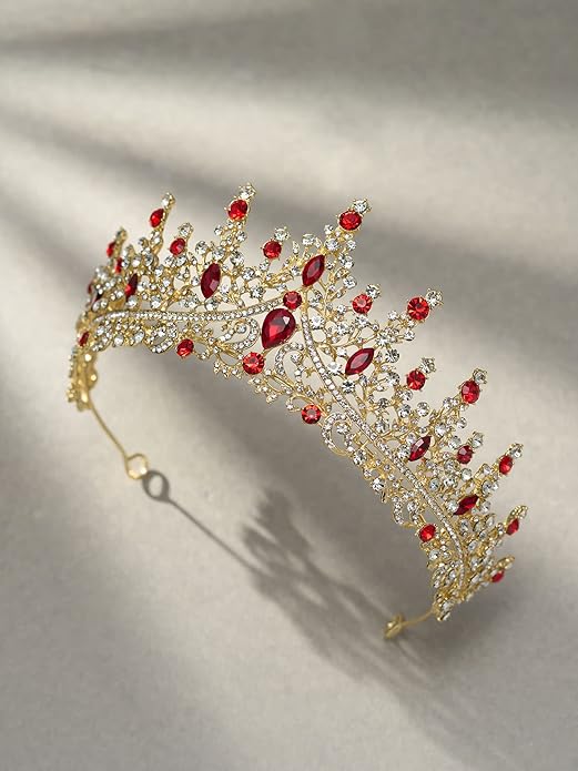 SWEETV Crystal Wedding Tiara for Women, Royal Queen Crown Headband, Rhinestone Princess Hair Accessories for Prom Birthday