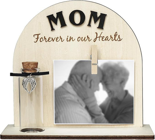 Personalized Loss of Loved One Photo Frame Memorial，Custom lock of Hair Keepsake Jar,Remembrance，Bereavement,Sympathy Gift for Lost Mom, Dad， Friends, Sisters, Grandparents (mom C1)