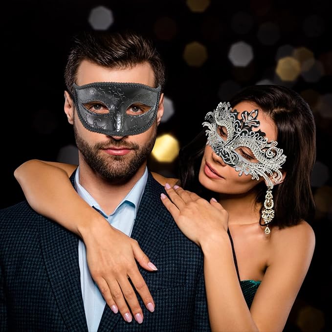Coddsmz Couple Masquerade Mask Set - Venetian & Mardi Gras Mask for Women & Men