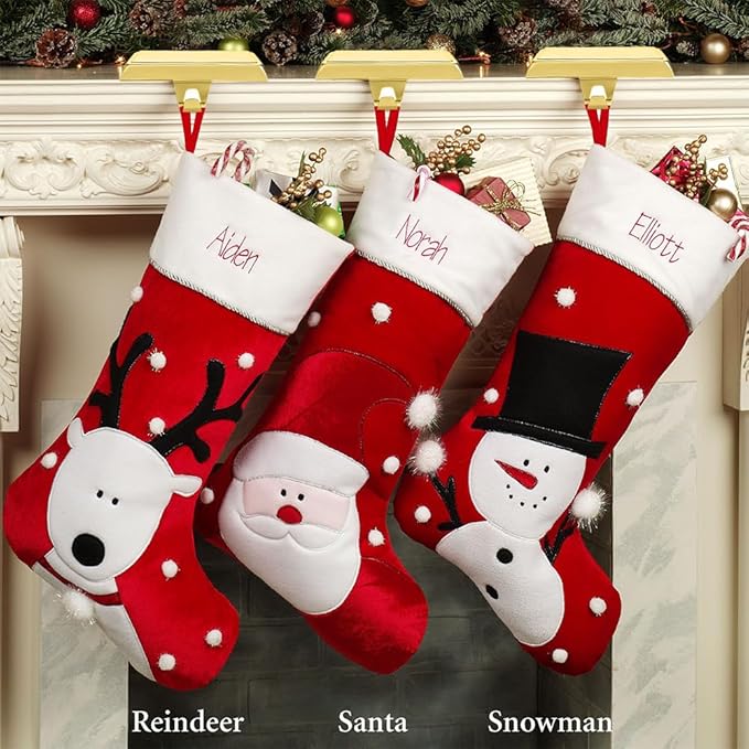 MGahyi Christmas Stocking Holder Bases - Mantel Stocking Hang Hooks for Fireplace Stand Hanger Holder Weighted Hangers for Xmas Holiday Decoration (Gold,2)