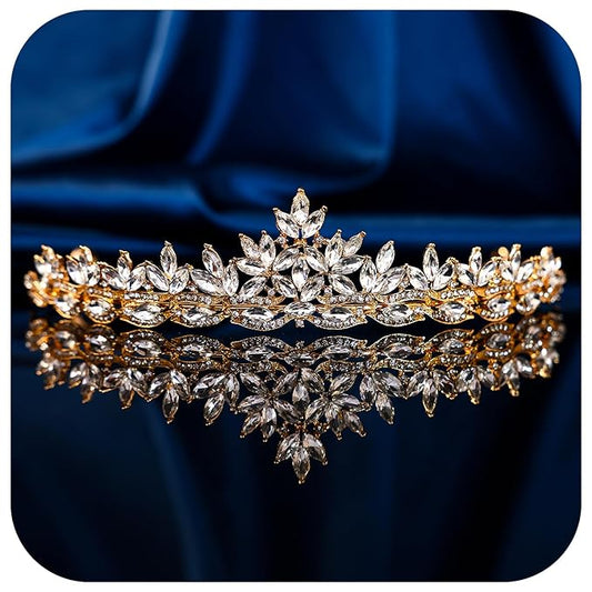 Crystal Princess Queen Tiara - Birthday Rhinestone Crowns Headband for Women Wedding Halloween Prom Pageant Party Coming of Age Ceremony Photo Props (HG1233-White）