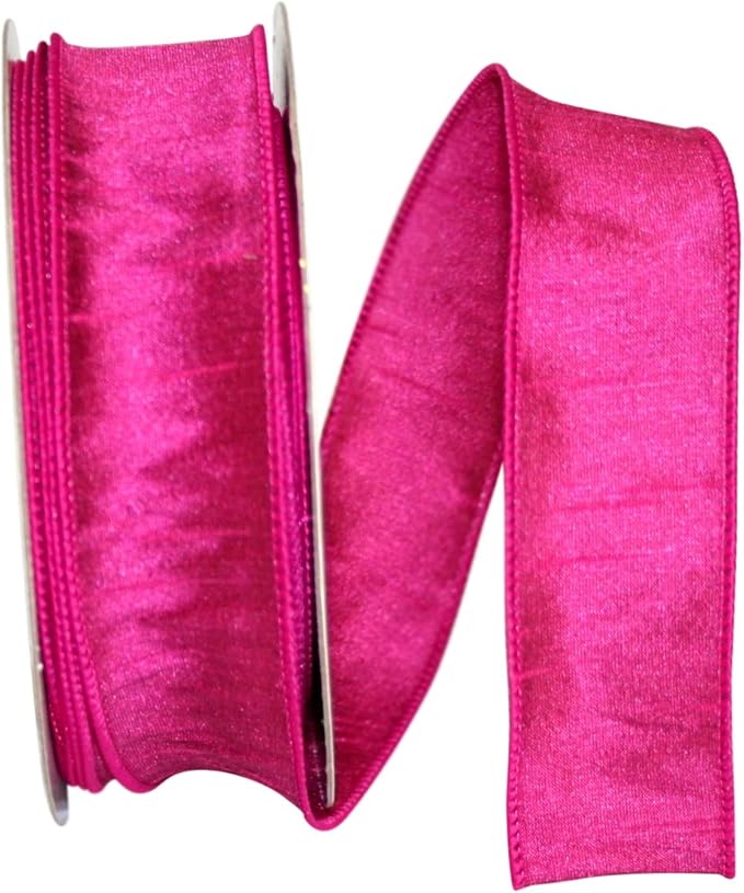 Reliant Ribbon 92975W-222-09H Dupioni Supreme Wired Edge Ribbon, 1-1/2 Inch X 20 Yards, Fuchsia