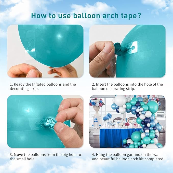 Teal Balloon Garland Arch Kit, Navy Blue Light Blue Teal White Turquoise Aqua Latex Balloons Garland Kit for Boys Girls Women Bridal Baby Shower Ocean Birthday Wedding Party Decorations Supplies