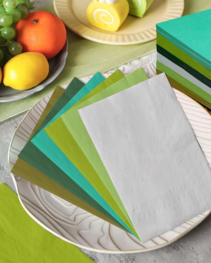 qiqee Green Paper Napkins 13 * 16inch Guest Paper Disposable Towels Napkin Paper Hand Towels for Wedding, Dinner, Birthday Party, Dessert Cocktail ＆ Kitchen Napkins（ 120 Count）