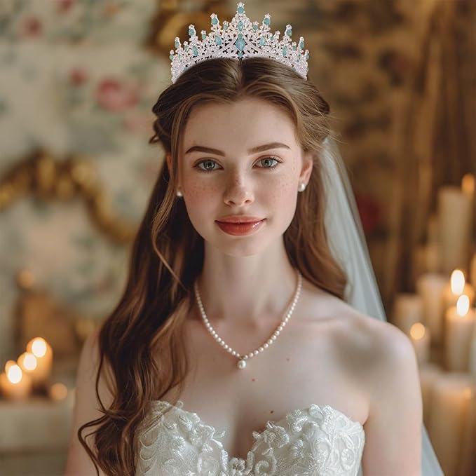 Baroque Tiara for Women Crystal Queen Crowns Rhinestone Princess Tiaras for Girl Wedding Headband for Bride Hair Accessories for Halloween Costume Birthday Party Prom Mother's Gifts