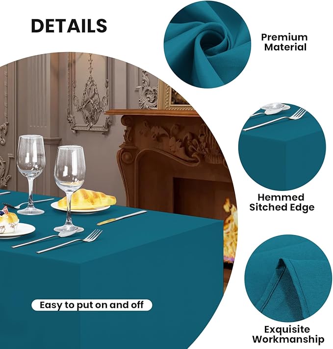 Ascoza 2 Pack Fitted Tablecloth for 8 Foot Rectangle 96 x 30 Inch Caribbean Blue Table Covers Water Resistant Polyester Cloth for Folding, Parties,Display, Trade Show (Caribbean Blue)