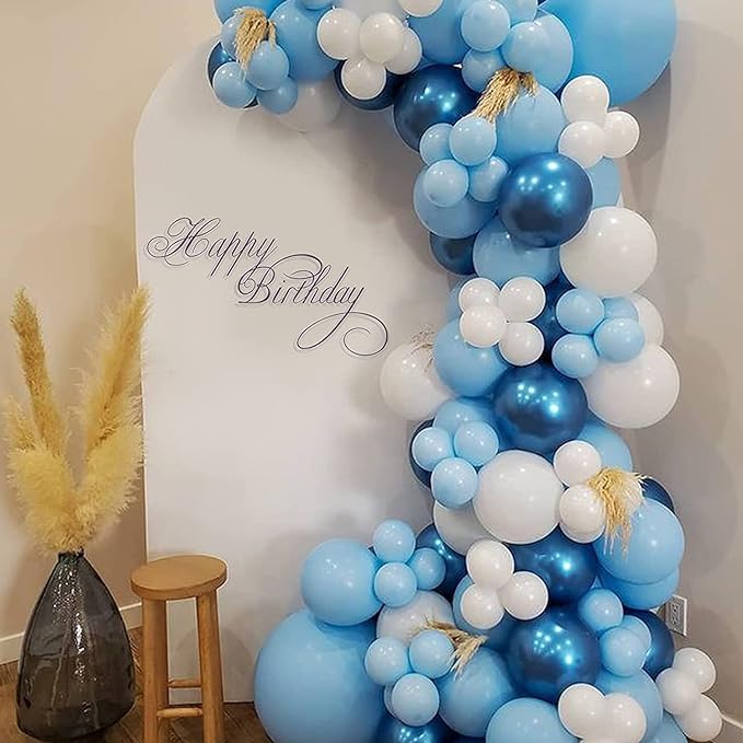 Blue Balloon Set, 60 Packs 12 Inches Metallic Balloons Pearl Macaron Baby Blue Balloon Light Blue Mixed Ballons for Bridal Shower, Baby Shower, Birthday, Wedding Party