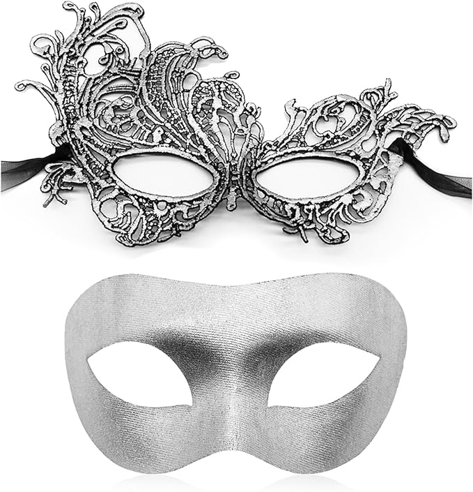 Couple Masquerade Mask for Women Men Venetian Mask Halloween Mask for Party Prom Ball Costume Lace Mask