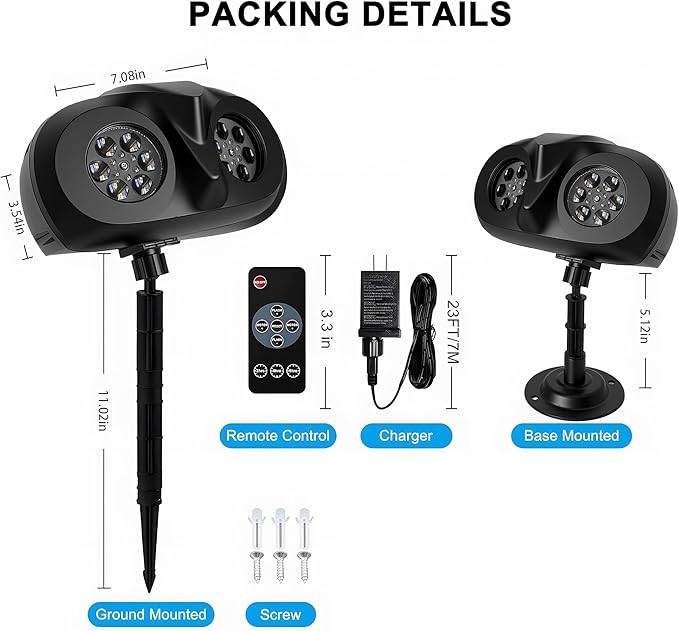 Christmas Projector Lights Outdoor, Snowflake Projector with Remote Control, IP65 Waterproof LED Snowflake Projection Lights for Christmas Decorations Garden Holiday Parties New Year