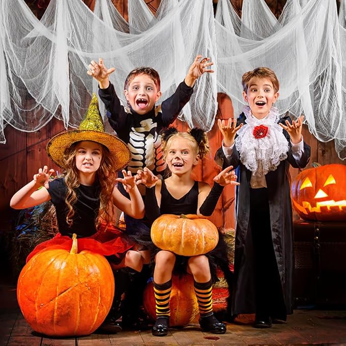 400" x 85" Halloween Creepy Cloth Decoration, Large White Spooky Fabric Cloth Scary Gauze Cheesecloth for Haunted House Halloween Party Yard Wall Indoor Outdoor Decor