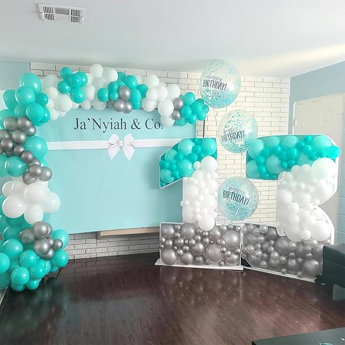 PartyWoo Teal Balloons, 100 pcs Teal Blue Different Sizes Pack of 36 Inch 18 Inch 12 Inch 10 Inch 5 Inch Turquoise for Balloon Garland or Balloon Arch as Party Decorations, Teal-Y69