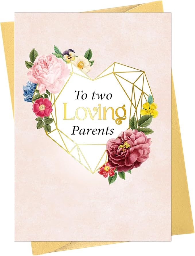 Thank You Card for Parents - Floral Design Perfect Heartfelt Appreciation Gift for Mom, Dad, Mother's Day, Father's Day or Just Because (5.5x8 Inch, Envelope Included)
