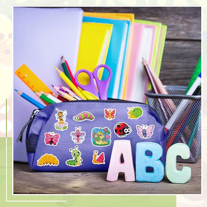 24 Sheets Cute Bug Insect Stickers for Kids, 462 Counts Lovely Insect Stickers Bulk Sheets for Reward Scrapbooking Water Bottles Gifts Bags Cards Envelopes Decor