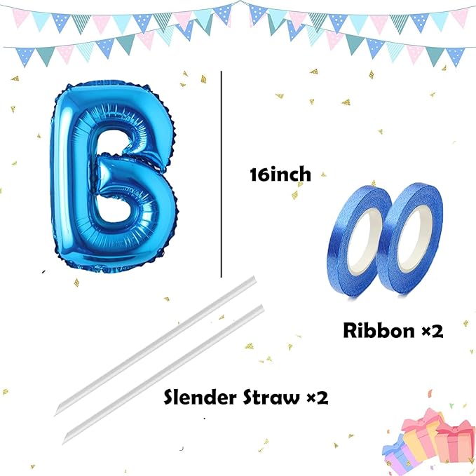 Letter Balloons 16 Inch Mylar Foil Alphabet Letter A-Z Balloons Set for Wedding Birthday Party Decoration Banner Custom Phrase 26 Pieces(Blue)