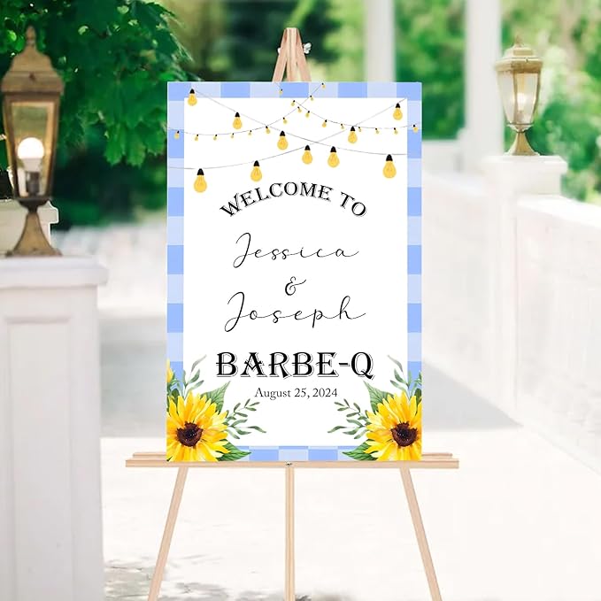 Personalized I Do BBQ Welcome Sign, I Do BBQ Welcome Sign, Bbq Engagement Sign, Blue Gingham Bbq Couples Shower, BBQ Engagement Party Sign, I Do BBQ Sign, I Do BBQ Decorations