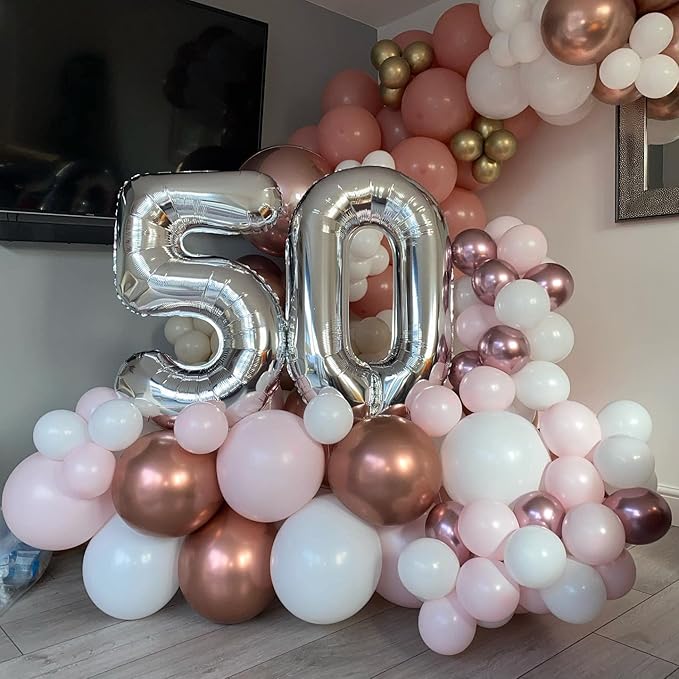 40 Inch Silver 50 Number Balloons Giant Jumbo Huge 50 Foil Mylar Helium Number Digital Balloons Silver Birthday Mylar Digital Balloons 50th Birthday Parth 50th Anniversary Events Party Decorations