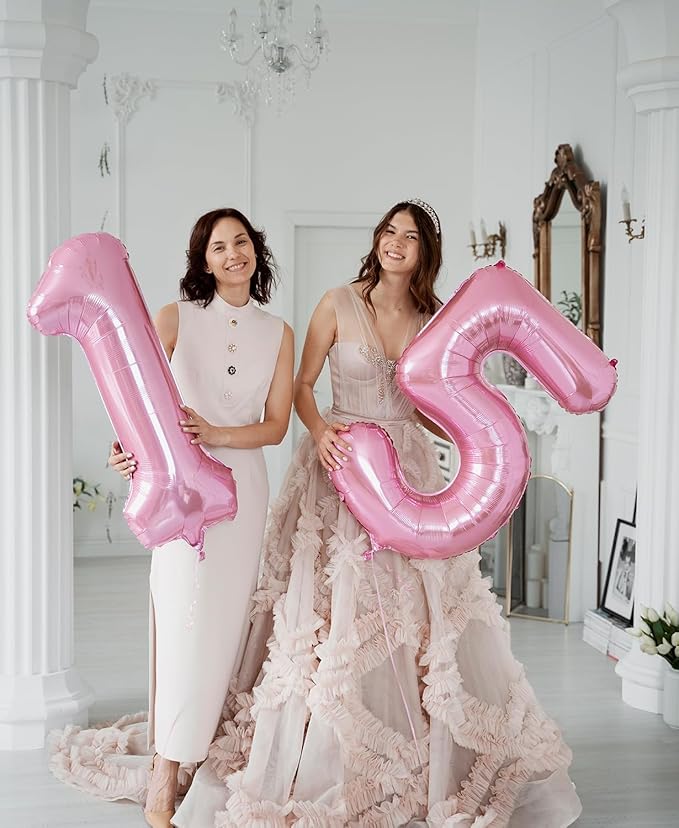 Smlpuame Pastel Pink 1 Balloons, 40 Inch Large Light Pink Foil Number Balloons 0-10, Self-Sealing 1st Birthday Balloon for Girls Women Anniversary Baby Shower Princess Party Decorations Supplies