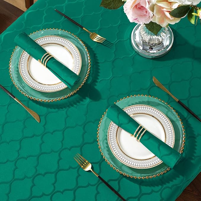 SASTYBALE Christmas Cloth Napkins 20 x 20 Inch, Flower Pattern 4 Pieces Solid Washable Comfortable Napkins for or Xmas Holiday Party Decor (Green, 20” X 20” Napkin)