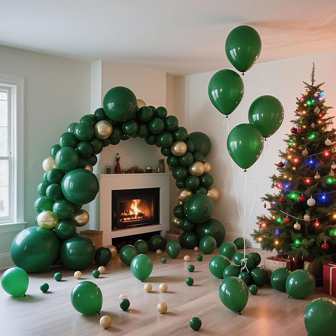 Green Balloons 145 pcs Dark Green Safari Party Decorations Different Sizes of 18 12 10 5 Inch Emerald Green Balloons for Balloon Garland Balloon Arch as Wedding Birthday Party Decorations