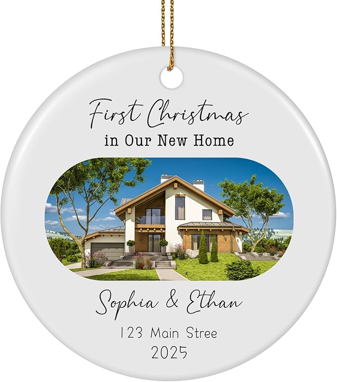 Personalized First Christmas in Our New Home Ornament 2025, Housewarming Gifts New House Photo Christmas Ornaments Christmas Tree Decoration, House Warming Gifts for Couples Owners Men Women