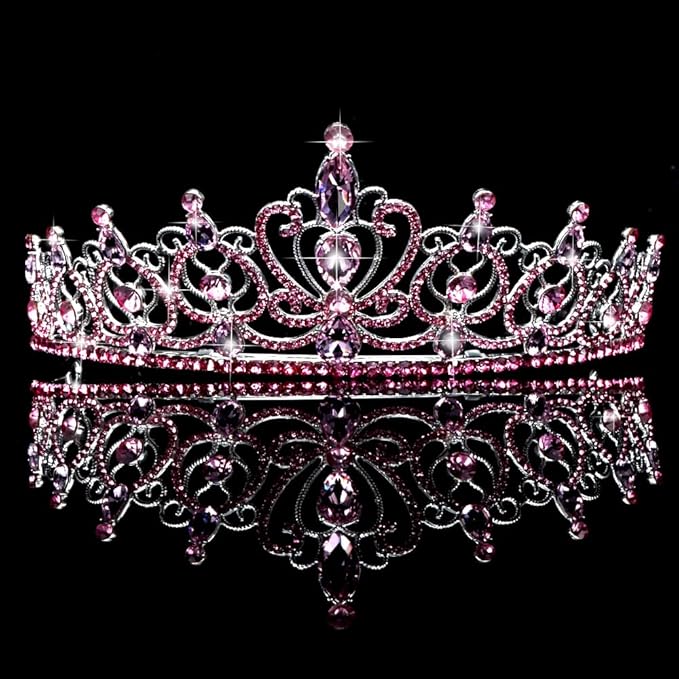 TODDER Pink Tiara for Women Girls Rhinestone Princess Queen Crowns Crystal Headband for Girls Wedding Hair Accessories for Bridal Birthday Party Prom Halloween Cosplay Holidays