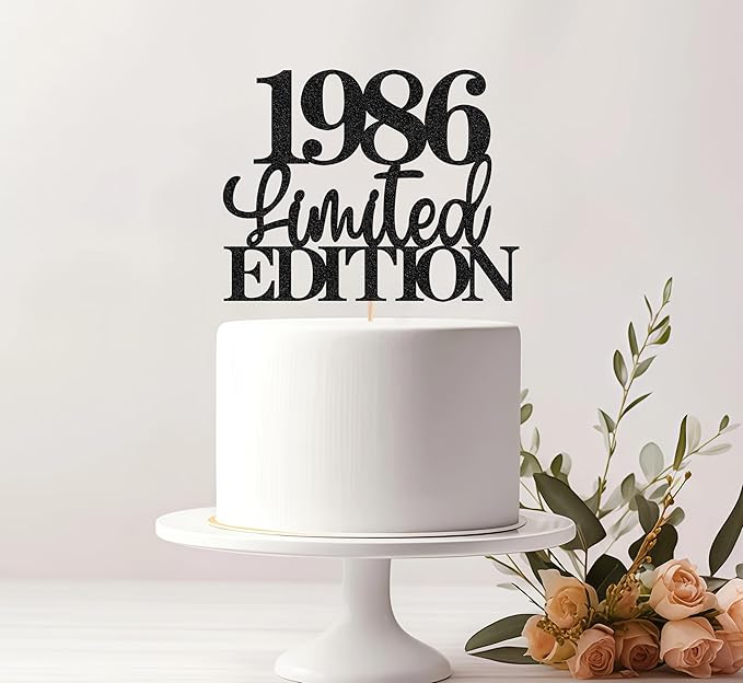 Limited EDITION 1986 Cake Topper - Black Glitter Happy 39th Birthday Party Cake Decoration Supplies, Cheer to 39 Years Cake Bunting Decor for 39th Birthday Party Photo Booth Props