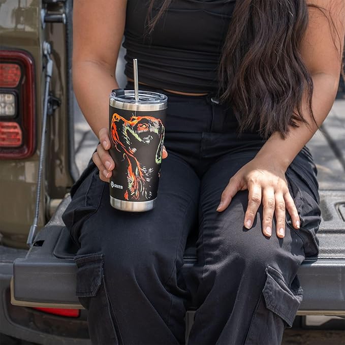 GRITR Stainless Steel Tumbler – 20oz/30oz, Insulated & Leakproof, Hot or Cold Drinks Anywhere, Travel Tumbler with Straw and Lids for Coffee, Water & Smoothies