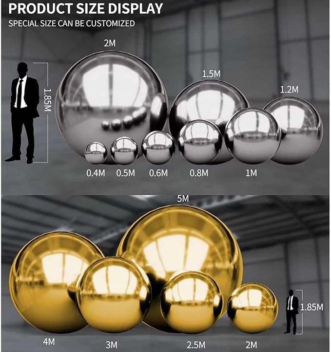 Inflatable Mirror Ball,Silver & Gold & Iridescent Giant Mirror Balloon,Big Shinny Balls,Reusable PVC Hanging Disco Sphere For Party & Wedding & Event Decoration (Silver, 60in 4.9ft 1.5m)