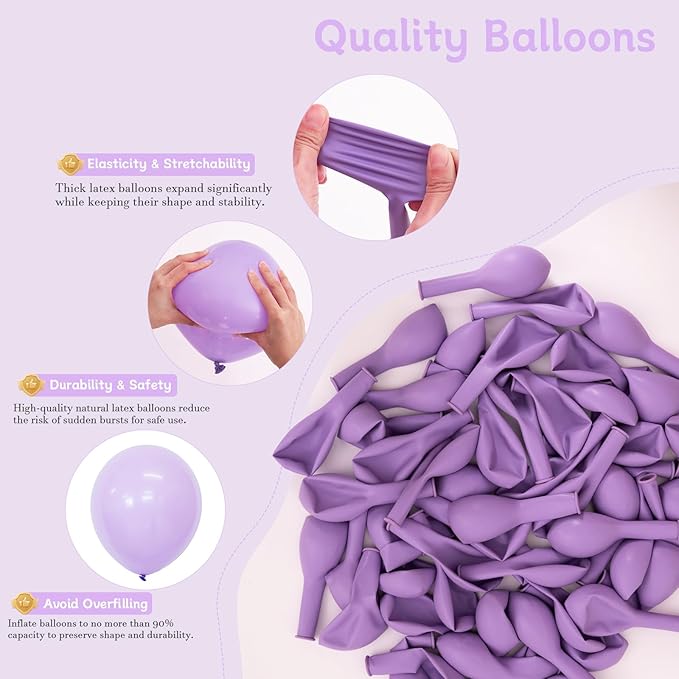 Lavender Balloons 60 PCS 12 Inch Light Purple Pastel Purple Latex Balloons for Birthday Baby Shower Bridal Shower Wedding Graduation Party Decoration