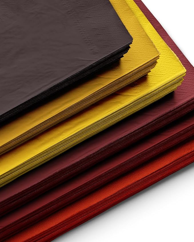 qiqee Red Yellow Paper Napkins 13x16inch Guest Paper Disposable Towels Napkin Paper Hand Towels for Wedding, Dinner, Birthday Party, Dessert Cocktail ＆ Kitchen Napkins（ 120 Count）