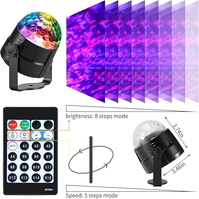 Preboun 3 Pcs Water Light Projector Ocean Wave Light Outdoor Water Effect Night Projector, 15 Colors LED Waterproof with Remote for Halloween Wedding Party Landscape Wall Tree Decoration(Water Wave)