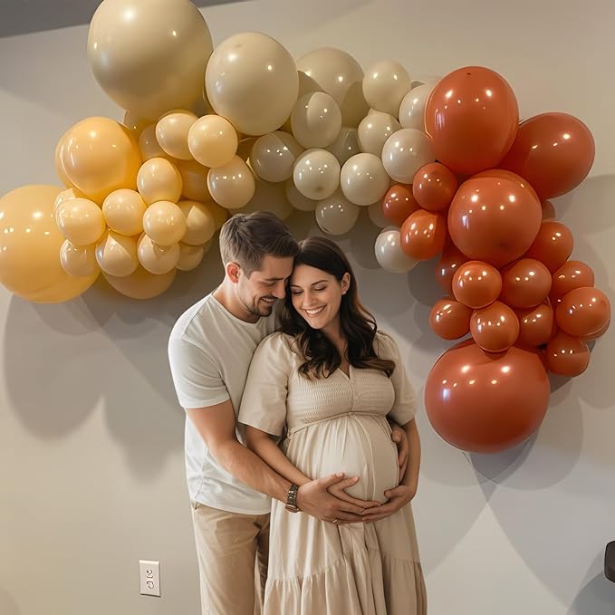 Brown Balloons Garland Arch Kit, Retro Brown Nude Balloons Arch, Tan Ivory Balloon, Burnt Orange White Sand Balloon for Thanksgiving Fall Autumn Pumpkin Neutral Baby Shower Birthday Party Decorations