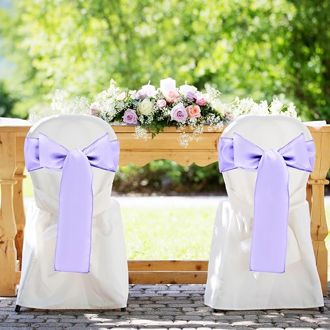 10 Pack Satin Table Runner Lavender 12 x 108 Inch Long,Satin Silk Table Runner for Wedding,Birthday Party and Banquet(Lavender,10 Pack)