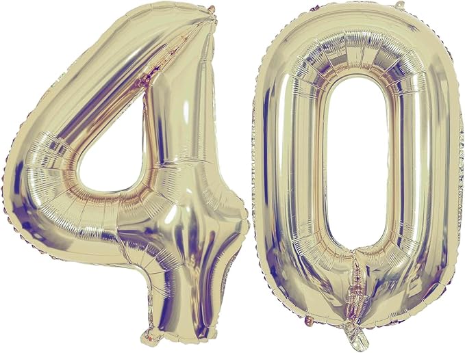 Champagne Gold 40 Number Balloons, 40 Inch Giant Number 40 Balloons Foil Mylar Helium Light Gold Number Balloons for 40th Birthday Party Supplies Anniversary Event Celebration Decorations