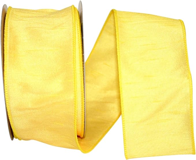 Reliant Ribbon 92975W-079-40H Dupioni Supreme Wired Edge Ribbon, 2-1/2 Inch X 20 Yards, Yellow
