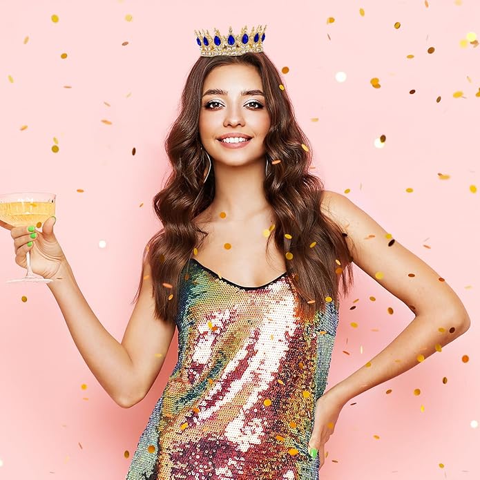 Gold Crown for Women, Crystal Queen Tiaras Headband Wedding Bridal Hair Accessories, Birthday Party Prom Cake Topper