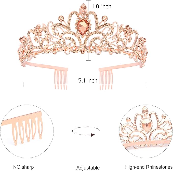 VELSCRUN Birthday Tiara & Crown Set - Princess Sash, Happy Birthday Girl Tiara, Party Decorations & Gifts