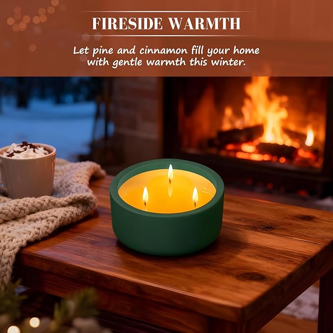 Viyffo Fall Candles - Pine & Cinnamon, 3 Wick Large Scented Candle, 20oz Soy Candles for Women & Men, Non Toxic Aromatherapy Candle, Ceramic Velas Perfect for Autumn Home Decor & Gift