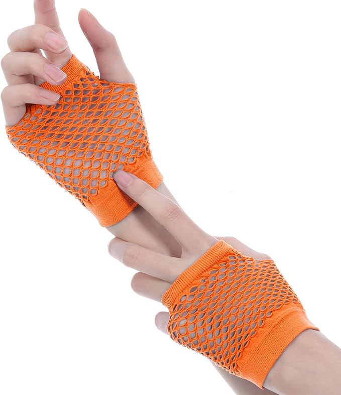 Blulu 80s Costume Accessories for Women Lace Headband Earrings Fishnet Gloves Necklace Bracelet for 80s Retro Party