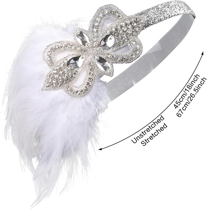 Women flapper feather headband for 1920s theme party Gatsby Headpiece for 20S Party