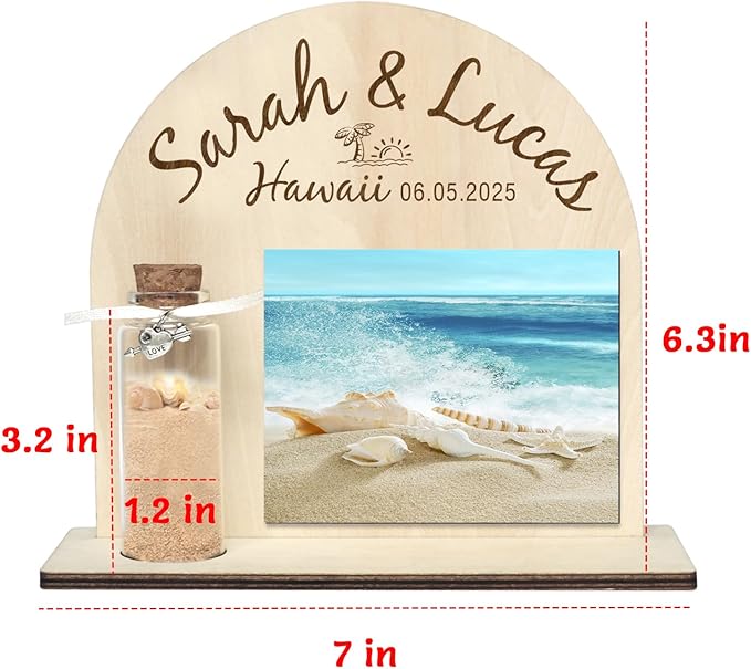 Personalized Honeymoon Sand Jar，Custom Anniversary Photo presents, Vacation Keepsake Jar，Wedding Presents，Honeymoon Present, Bride to be Gift，Valentine’s Day Gifts (style2)