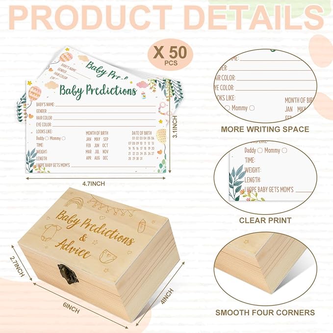 Zopedia Baby Prediction for Baby Shower, 50 Pcs Babies Shower Prediction Cards for Parents To Be, Funny Gender Reveal Guessing Game Activities for Party A04