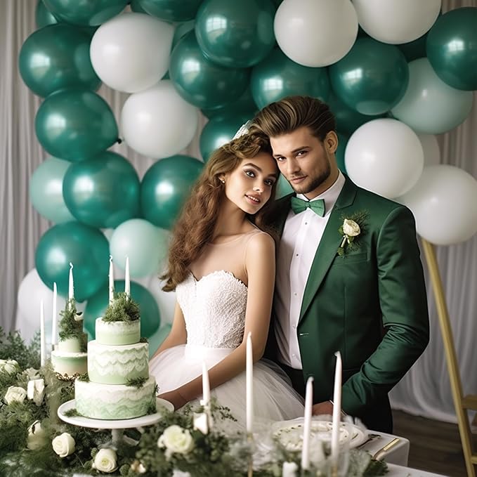 130PCS Metallic Green Balloons, Latex Balloons Different Sizes 18/12/10/5 In, Helium Balloons with Ribbon, Party Balloon for Birthday Wedding Graduation Anniversary Baby Shower Decoration