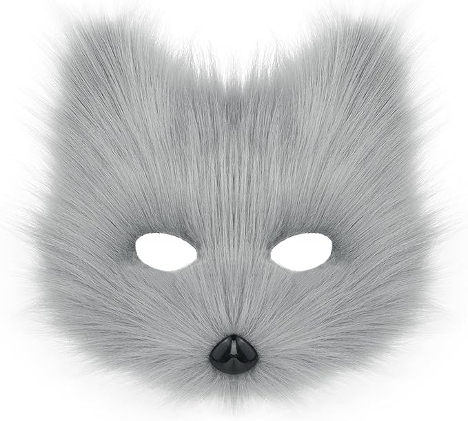 Animal Fox Wolf Mask Halloween Party Cosplay Costumes Props Plush Cat Half Face Masks Carnival Christmas Masquerade