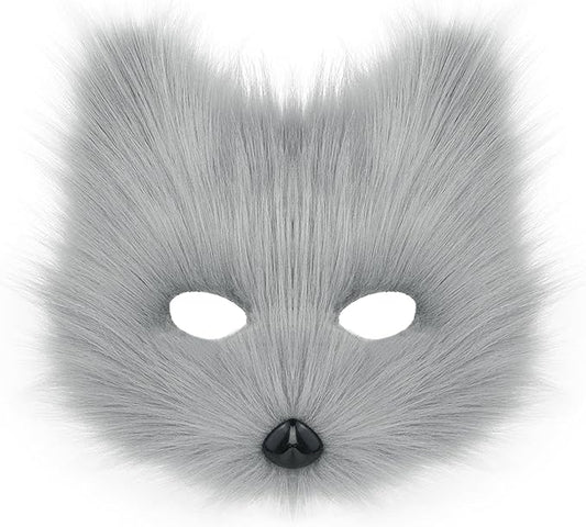 Animal Fox Wolf Mask Halloween Party Cosplay Costumes Props Plush Cat Half Face Masks Carnival Christmas Masquerade