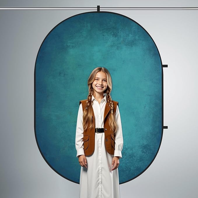 Kate Collapsible Backdrop Pop Up Backdrops Portable Red Cyan Photo Background, Video Conference, Portrait Photography, 5x6.5ft