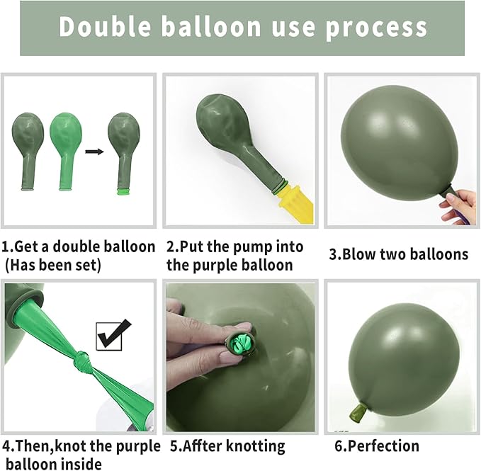 Sage Green Dust Blue Balloon Arch Kit Double Fill Olive Green White Sand Beige Gold Balloons Garland for Jungle Safari Birthday Baby Shower Wedding Party Decorations