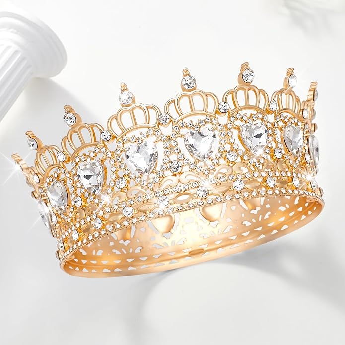 Queen Crown Wedding Rhinestone Heart Crowns and Tiaras for Women Costume Party Hair Accessories Princess BirthdayCrown Crystal Bridal Crown