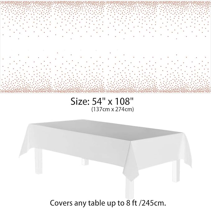 4 Pack Plastic Tablecloths for Rectangle Tables, Waterproof Disposable Party Table Cloths with Rose Gold Dot, Table Covers for Decorations, Baby Shower, Birthday, Valentines Day Mothers