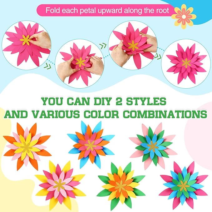 18 Pcs Mexican Paper Flowers Decor for Wall DIY Paper Fiesta Bulletin Board 3D Colorful Mexican Backdrop Decoration for Classroom Back to School Carnival and Holiday Party(Star-Shaped,Rainbow)